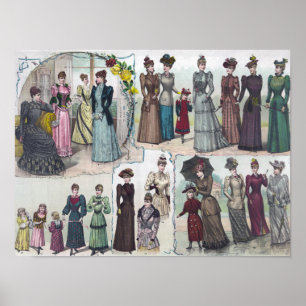 Póster Poster de Ilustracion de moda de época