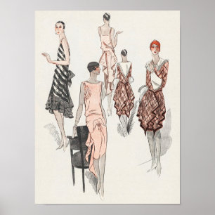 Póster Poster de Ilustracion de moda de época