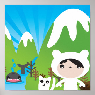 Póster Poster de ilustracion de montaña para niños dormit