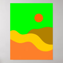Poster de Ilustracion de paisaje de montaña Retro