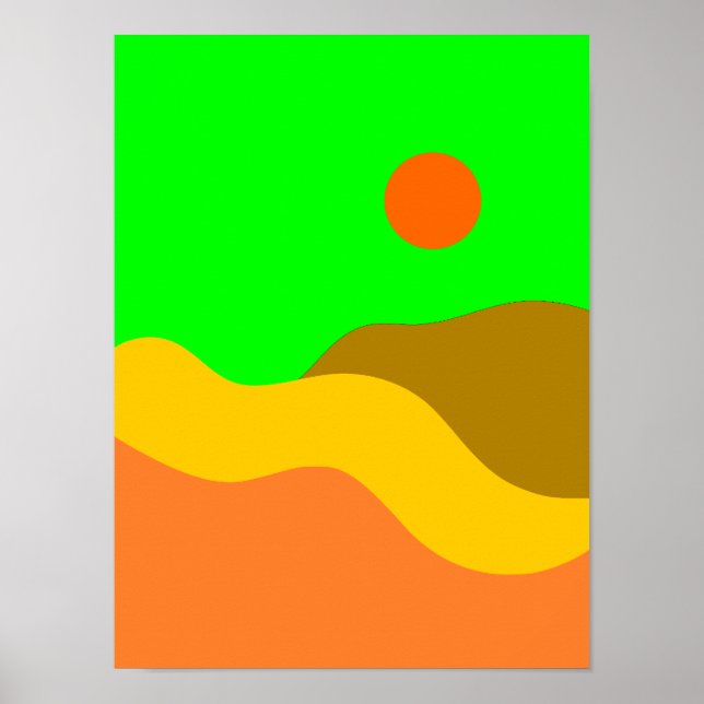 Póster Poster de Ilustracion de paisaje de montaña Retro (Frente)