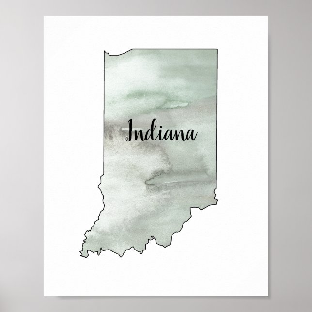 Póster Poster de Ilustracion del Estado de Indiana (Frente)