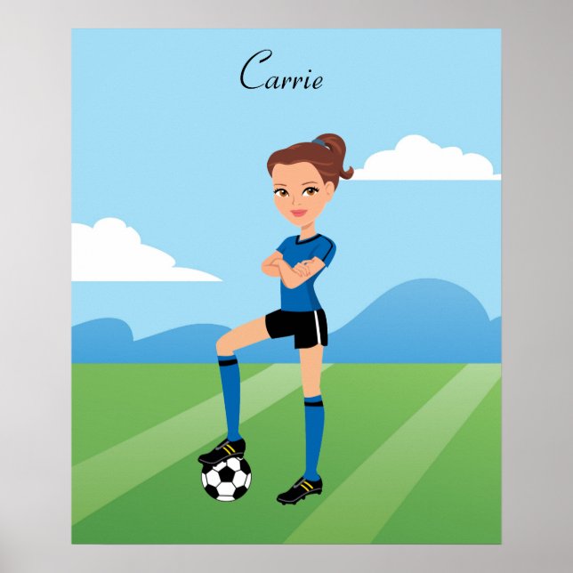 Póster Poster de Ilustracion del jugador de fútbol chica (Frente)