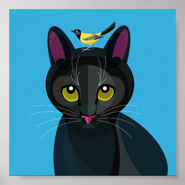 Póster Poster de ilustracion gato geométrico (Frente)