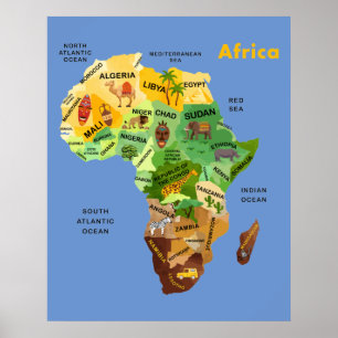 Póster Poster de ilustraciones de Africa Map