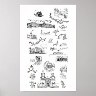 Póster Poster de Ilustraciones: Tucson, monumentos de Ari