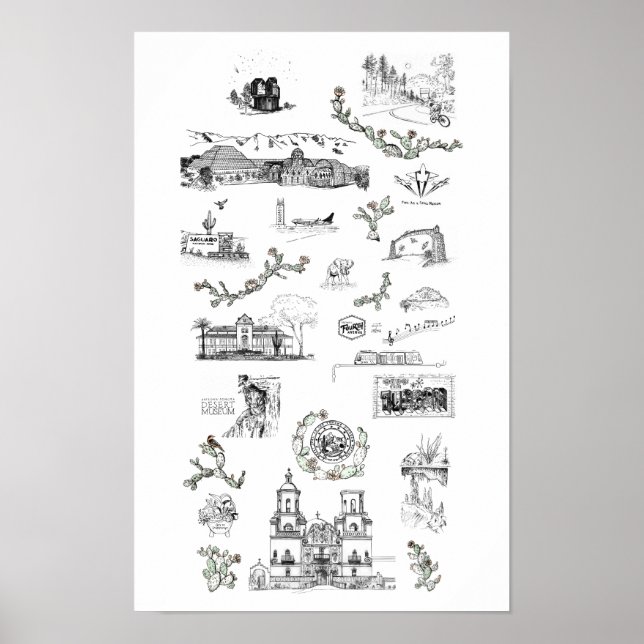 Póster Poster de Ilustraciones: Tucson, monumentos de Ari (Frente)