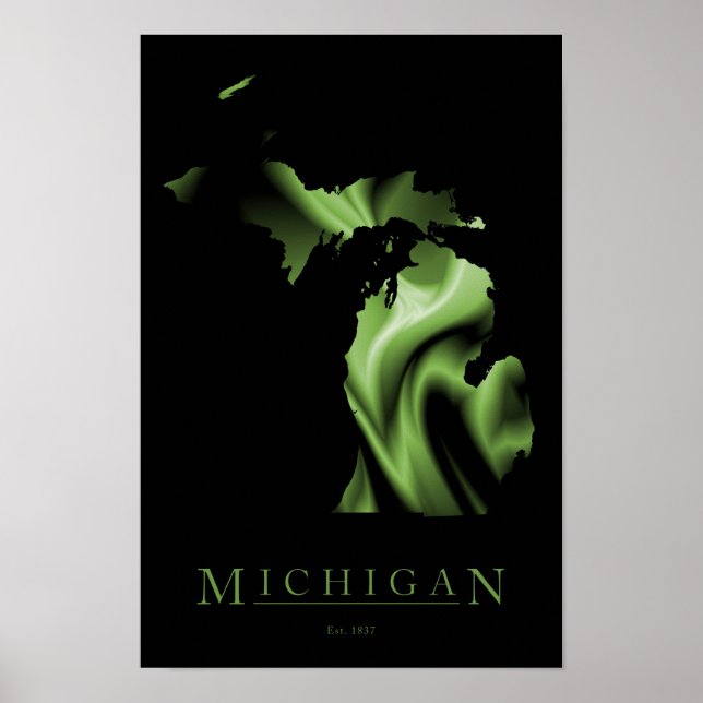 Póster Poster de imágenes del mapa del estado de Michigan (Frente)