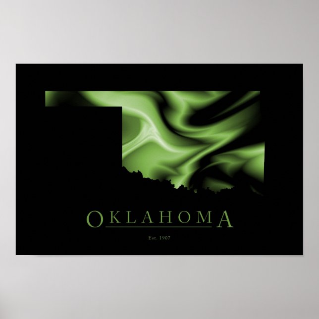 Póster Poster de imágenes del mapa del estado de Oklahoma (Frente)