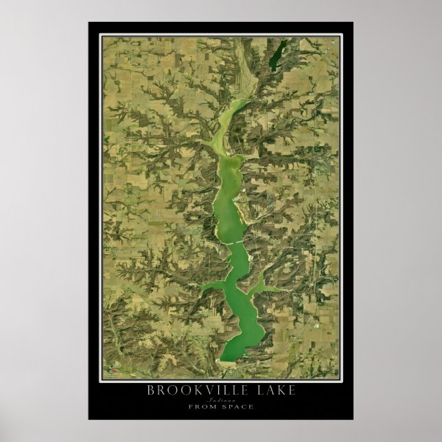Póster Poster de imágenes satelitales del lago Brookville (Frente)