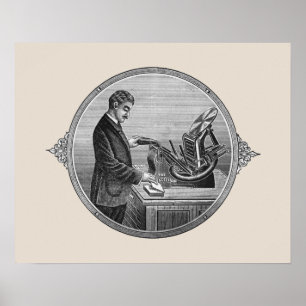 Póster Poster de imprenta de letras de Kelsey de época