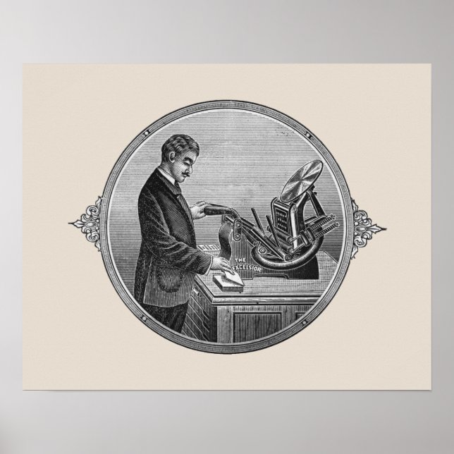 Póster Poster de imprenta de letras de Kelsey de época (Frente)