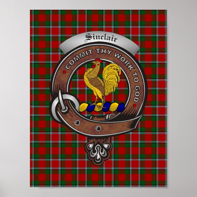 Póster Poster de insignia de clan Sinclair 8.5x11 (Frente)