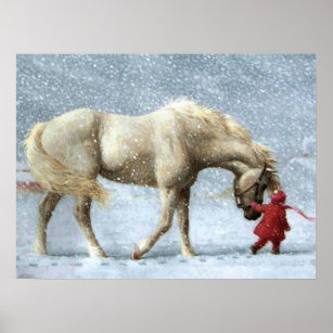 Póster Poster de invierno de caballos y Chicas