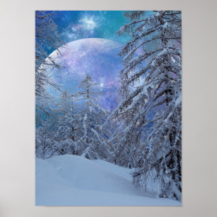 Póster Poster de invierno nocturno