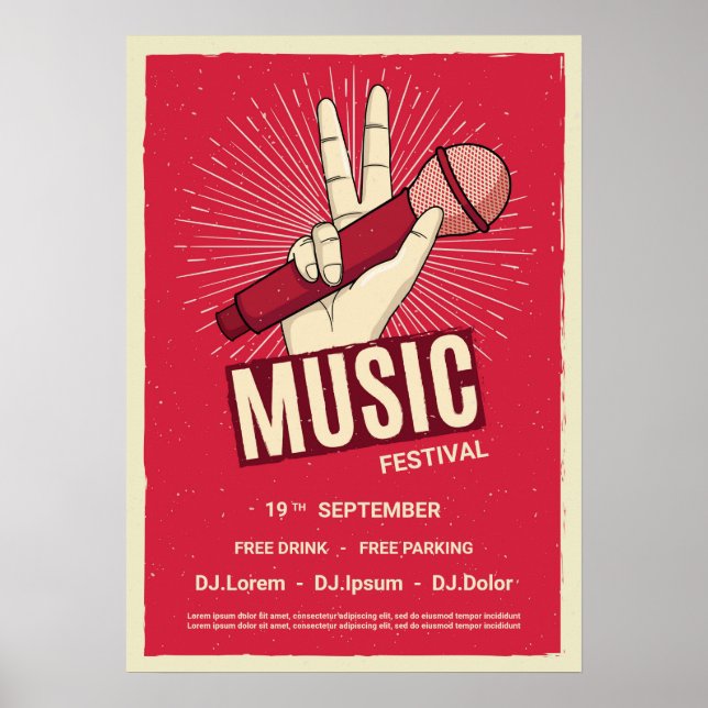 Póster Poster de invitación de concierto de música retro (Frente)
