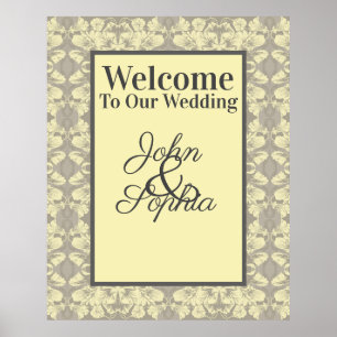 Póster Poster de Invitación floral de marfil y gris