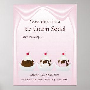 Póster Poster de Invitación social Ice Cream