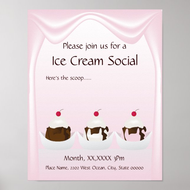 Póster Poster de Invitación social Ice Cream (Frente)