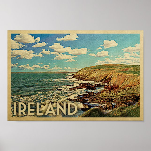 Póster Poster de Irlanda Viajes de moda Costa Irlandesa (Frente)