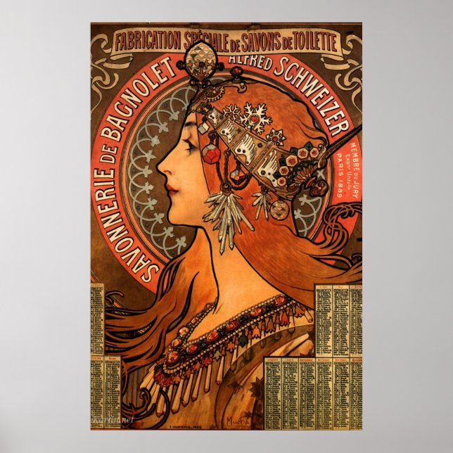 Póster Poster de jabón de las damas mucha Art Nouveau (Frente)