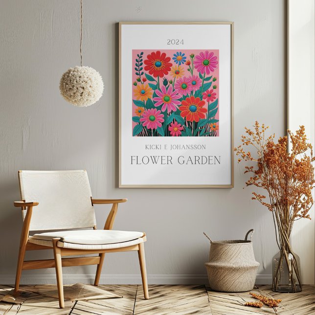 Póster Poster de jardín rosa de flores (Flower Pink Garden Poster Mockup 1)