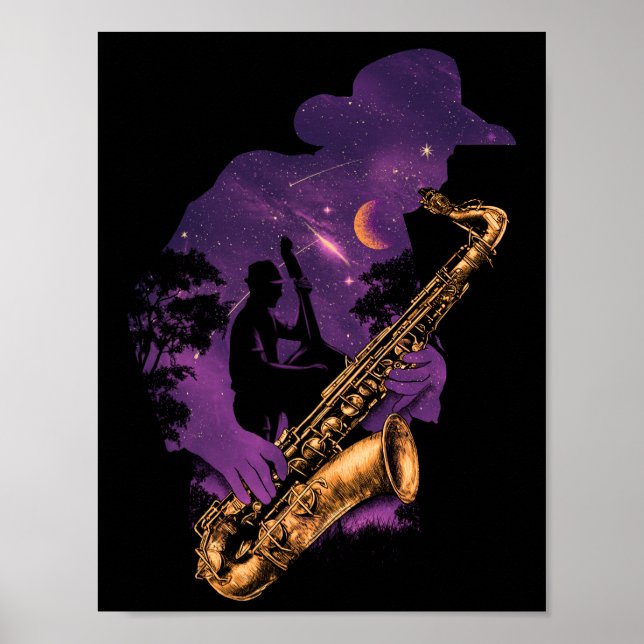 Póster Poster de jazz de medianoche (Frente)