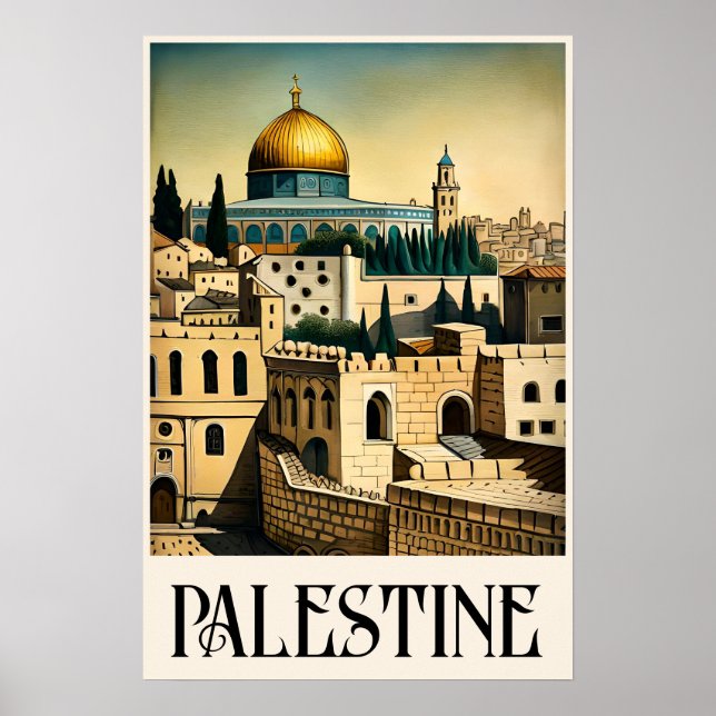Póster Poster de Jerusalén de Ilustracion de estilo vinta (Frente)