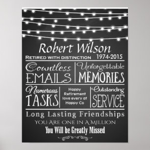 Póster Poster de Jubilación Personalizada Imprimir luces