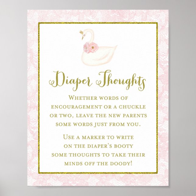 Póster Poster de juego Baby Shower de cisne rosa impreso (Frente)