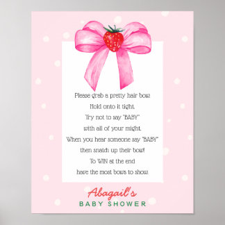 Póster Poster de juego Baby Shower Strawberry Bow