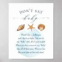 Poster de juego de Baby Shower Nautical "No digas 