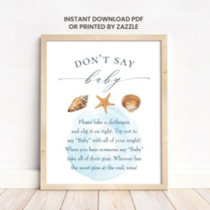 Póster Poster de juego de Baby Shower Nautical "No digas 