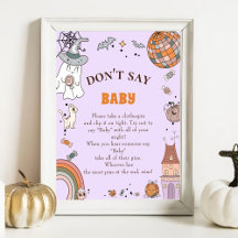 Poster de juego de Baby Shower "No digas bebé" de
