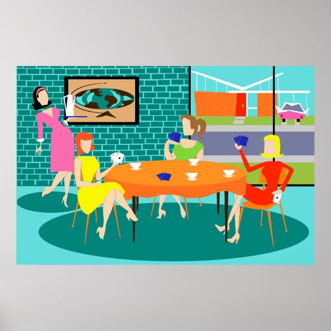 Póster Poster de juego semanal de cartas para mujeres ret (Frente)