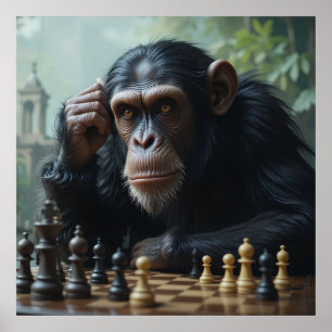 Póster Poster de juegos de ajedrez de Chimp