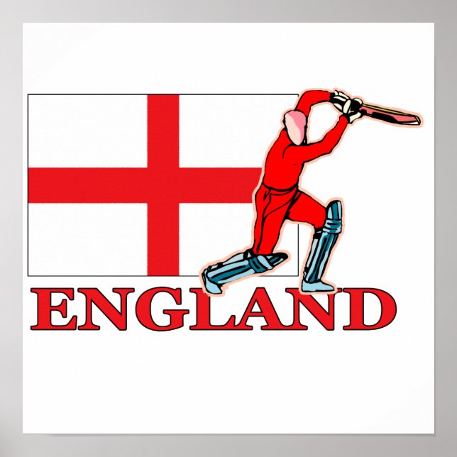 Póster Poster de jugador de críquet inglés (Frente)