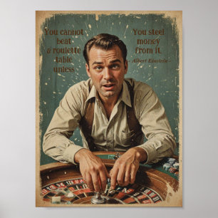 Póster Poster de jugador de ruleta de época con cita