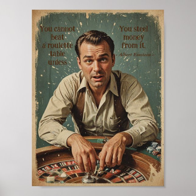 Póster Poster de jugador de ruleta de época con cita (Frente)