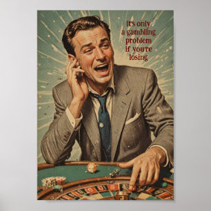 Póster Poster de jugador de ruleta de época con cita