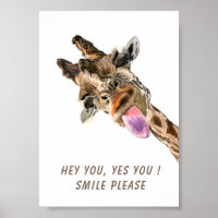 Poster de juguetón de jirafa fuera - Sonrisa
