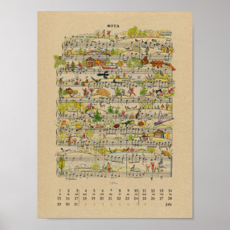 Póster Poster de Julio Happy Notes Calendar 2022