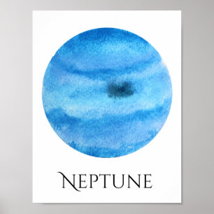Póster Poster de la acuarela del planeta de Neptuno