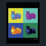 Póster Poster de la ardilla pop<br><div class="desc">Una imagen de una ardilla fotomanipulada en un estilo de arte pop azul,  verde,  amarillo,  naranja,  turquesa y morado contra un fondo negro en un poster</div>