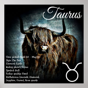 Póster Poster de la astrología del tauro del símbolo de
