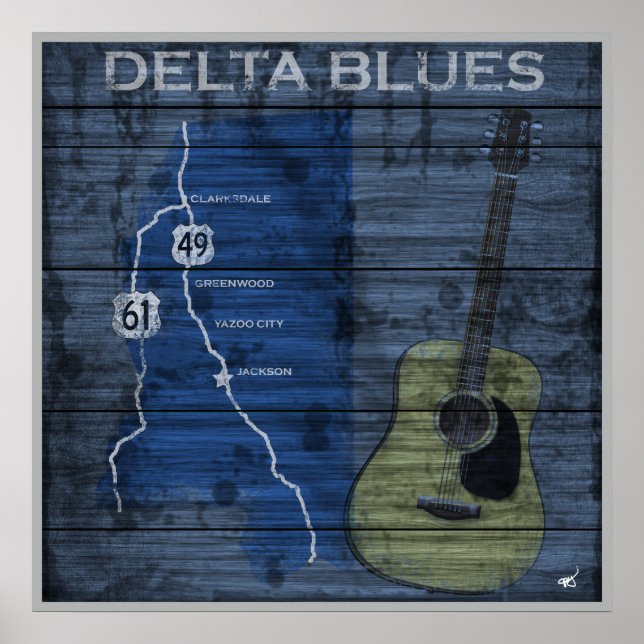 Póster Poster de la autopista Delta Blues Grunge Blues (Frente)