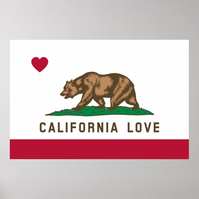 Póster Poster de la bandera de amor de California (Frente)