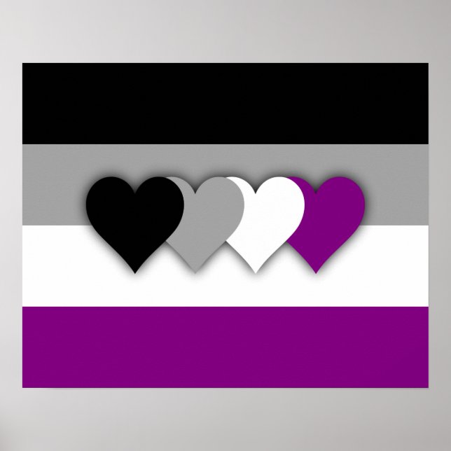 Póster Poster de la bandera de asexualidad (Frente)