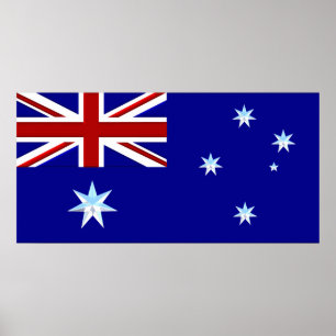 Póster Poster de la bandera de Australia en el cromo (1)