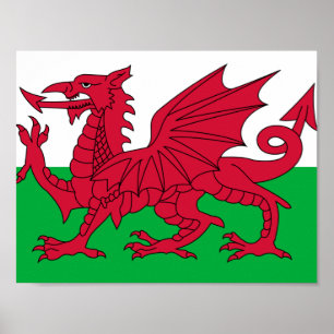 Póster Poster de la Bandera de Gales